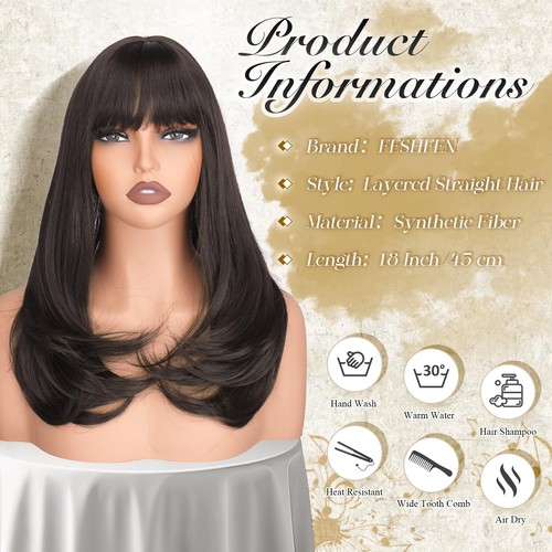 Long brown synthetic wig - 18,