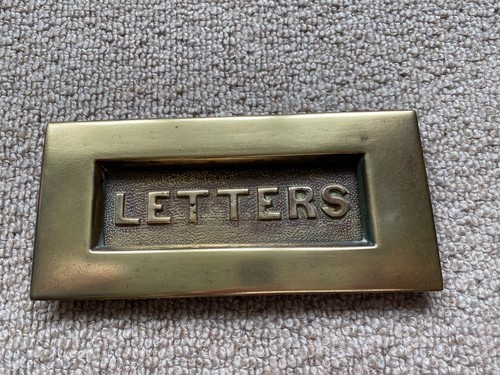 Old brass letterbox - letterbox, /
