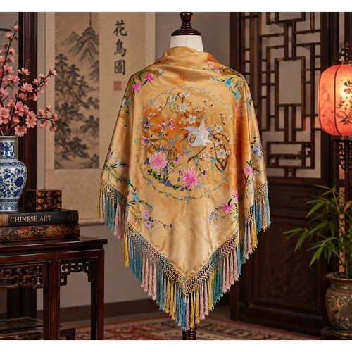 Vintage chinese floral crane - floral, &