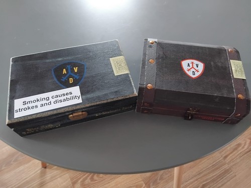 Two wooden cigar boxes empty - wooden,