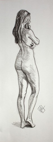 Original female charcoal - original, on