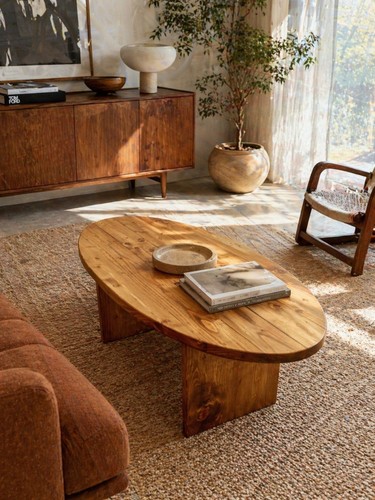 Oval coffee table - coffee, wood