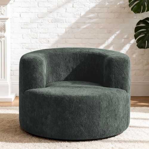 Round boucle swivel - round, armchair
