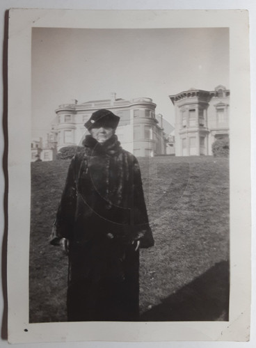 Stern old woman fur coat - woman,