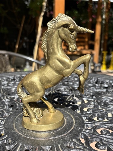 Vintage brass unicorn figurine - brass,