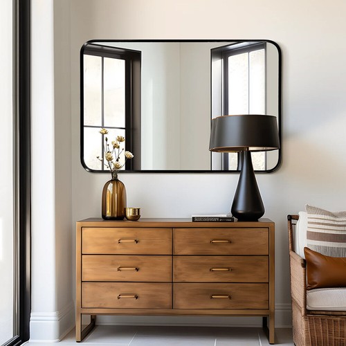Wall mounted framed mirror - mounted,