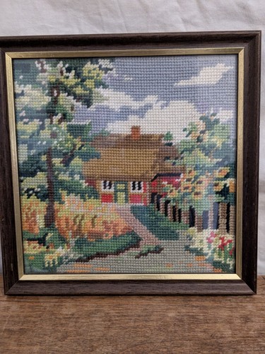 Vintage framed needlepoint - vintage,