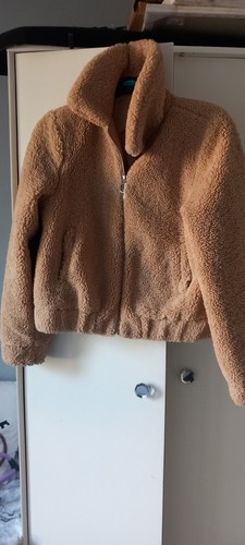 Ladies beige teddy bear jacket - beige,