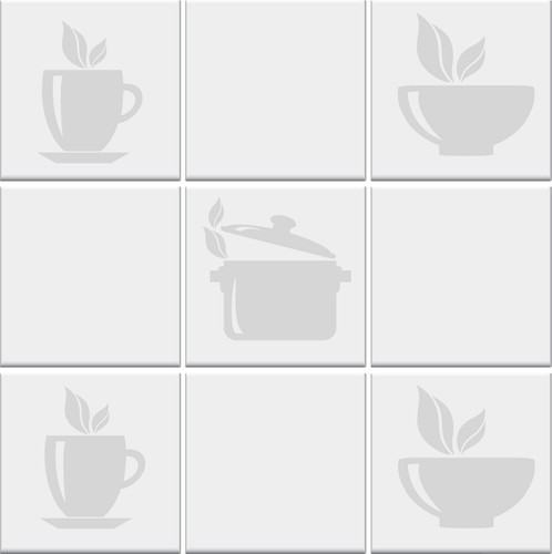 Kitchen tile stickers cup bowl - tile,