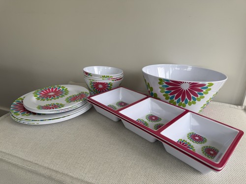 14pc melamine floral - floral, picnic