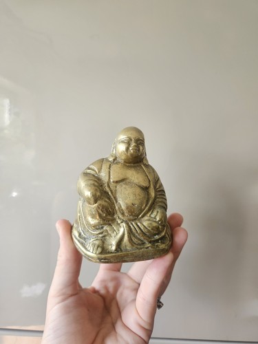 Vintage brass laughing buddha - brass,