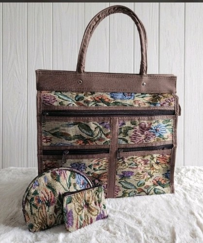 Vintage floral tapestry tote - floral,