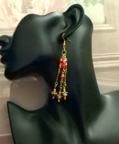 Handmade gold tone beaded - gold,