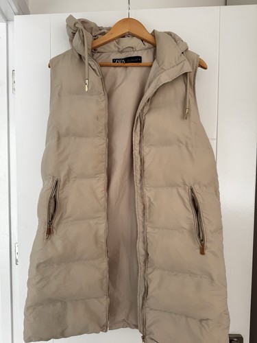 Zara beige womens long gilet - beige,