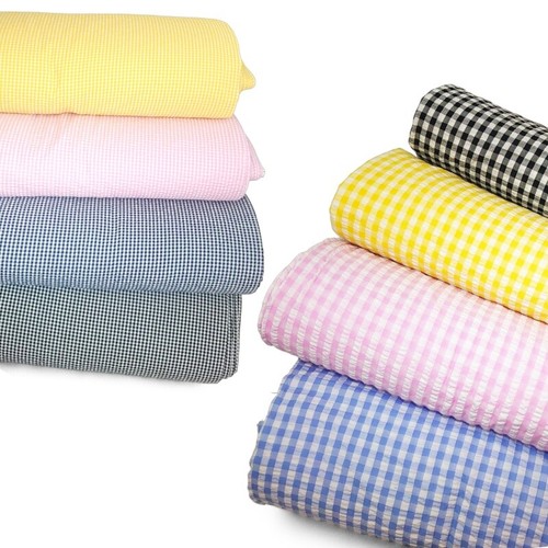 Seersucker fabric gingham - seersucker,