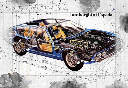 Line tech drawing lamborghini - tech,