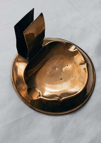 Vintage brass ashtray with - brass,