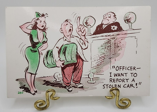 Vintage comic postcard officer - vintage,