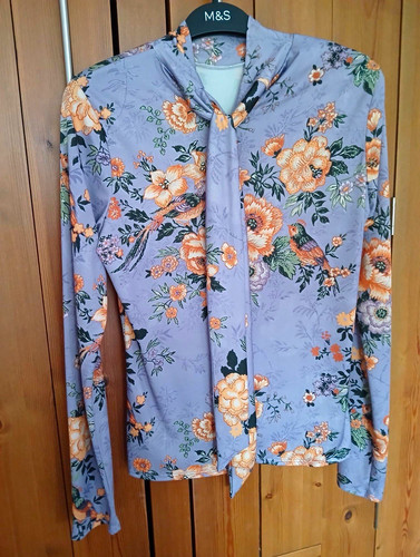 Zara purple floral neck - zara, v-neck
