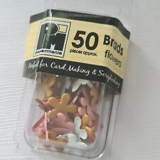 43 x 14mm Pinks Purples Flower Brads Paper Fasteners -- Scrapbooking Card Making