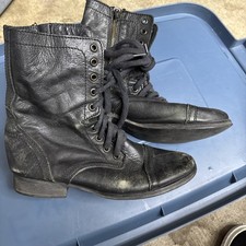 Steve Madden Troopa Lace-up Combat Black Leather Boots Women’s Size 6.5