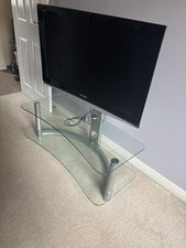 TV Stand Clear Glass Shelving Unit Compatible Comes With TV