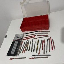 Large lot of Jigsaw Blades BOSCH Wickes Black & Decker with storage box