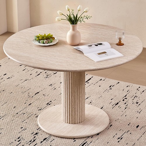 Round beige faux marble - round,