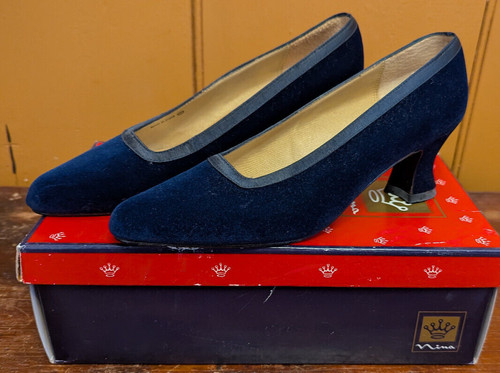 Nina pump navy velvet - navy, satin