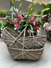 Grey wash trug wicker shopper - wicker,