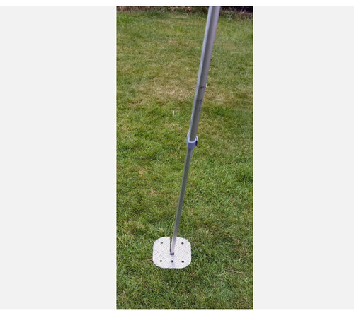 Motorhome awning leg plate