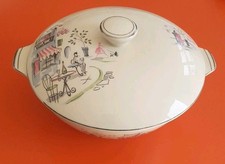Vintage Retro 50s Alfred Meakin Montmartre Paris Cafe Print China Tureen Lidded