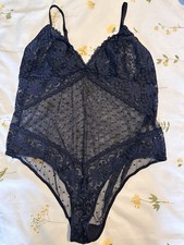 Blue Navy Lace Bodysuit Uk XL