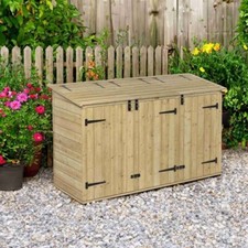 Rowlinson Pent Shiplap Triple Wheelie Bin Store Full Back Pressure Treated