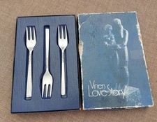 Vintage Viners Love Story Pastry Forks, Set Of 9, Boxed