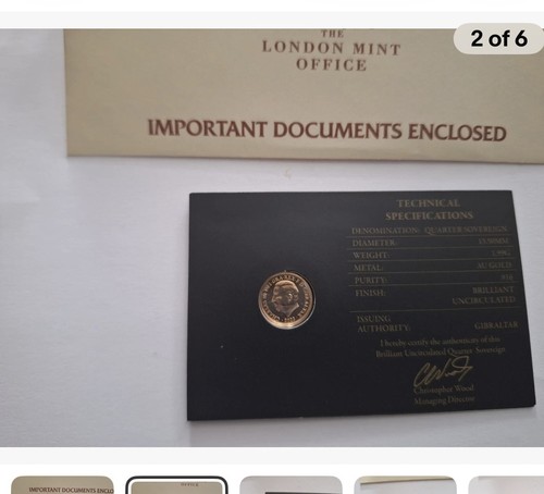 22ct gold quarter sovereign - 22ct,