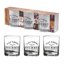 Whiskey Glasses Set Of 3 Scotch Bourbon Glass Drinking Tumblers Printed Gift