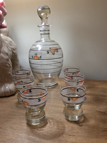 Vintage glass decanter set