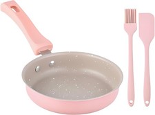 3Pcs Pink Frying Pan Small Set Including 1 Small Frying Pan Non Stick 1 Oil Bru
