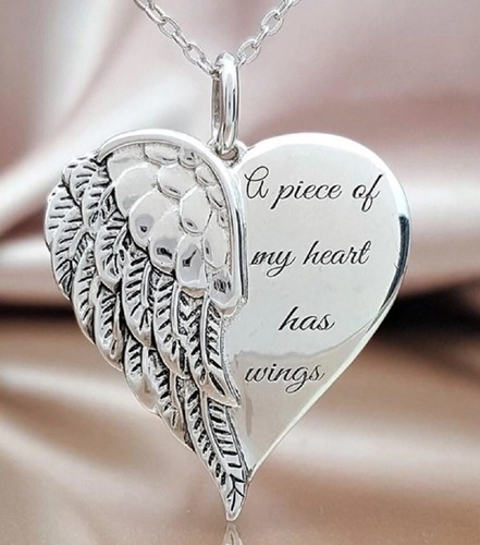 Silver angel wings necklace - angel, a