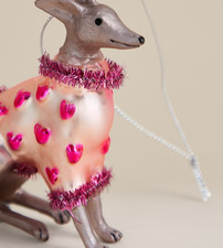 GLASS GREYHOUND CHRISTMAS HANGING BAUBLE. NEW.  8 X 8 X 4 CM.