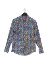 Simon Carter Men's Shirt Chest: 39 in Blue Floral 100% Cotton Basic