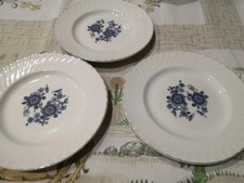 3 Royal Blue Ironstone Dessert