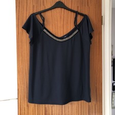 Next Ladies Navy Off The Shoulder Beaded Evening Occasio Christmas Party Top, 18