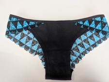Ex catalogue Knickers Size 6. Black With Aqua/Black Lace Design. 