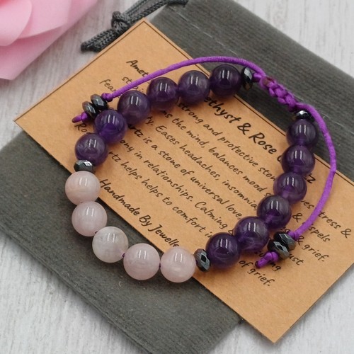Amethyst rose quartz 8mm - &,