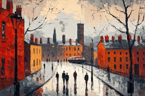 Lowry style canvas - canvas, picture
