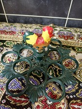 Vintage Egg Holder And Hen Cast Iron Stand Rack For 12 Eggs  Country Kitchen