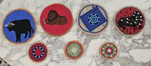 Vintage hand beaded leather - hand,