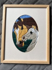 Vintage framed horse tapestry - horse,